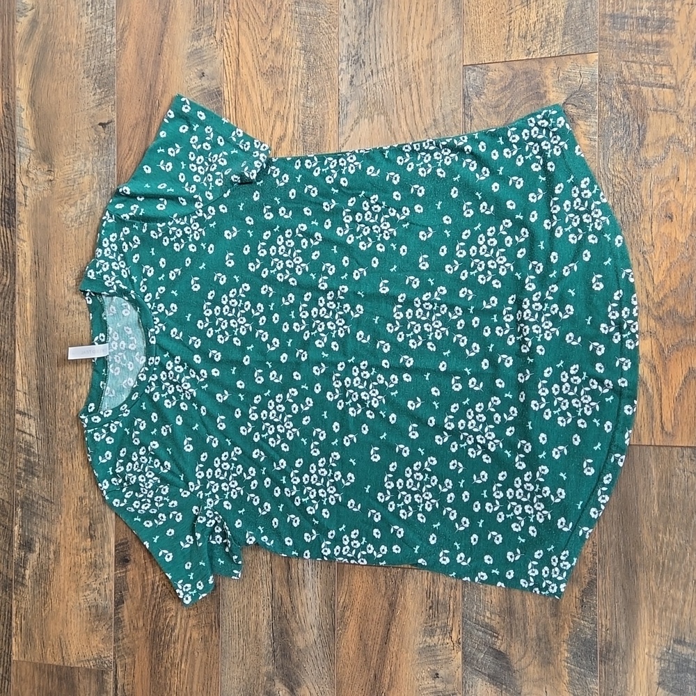 Women's Tickled Teal Floral Short Sleeve Top